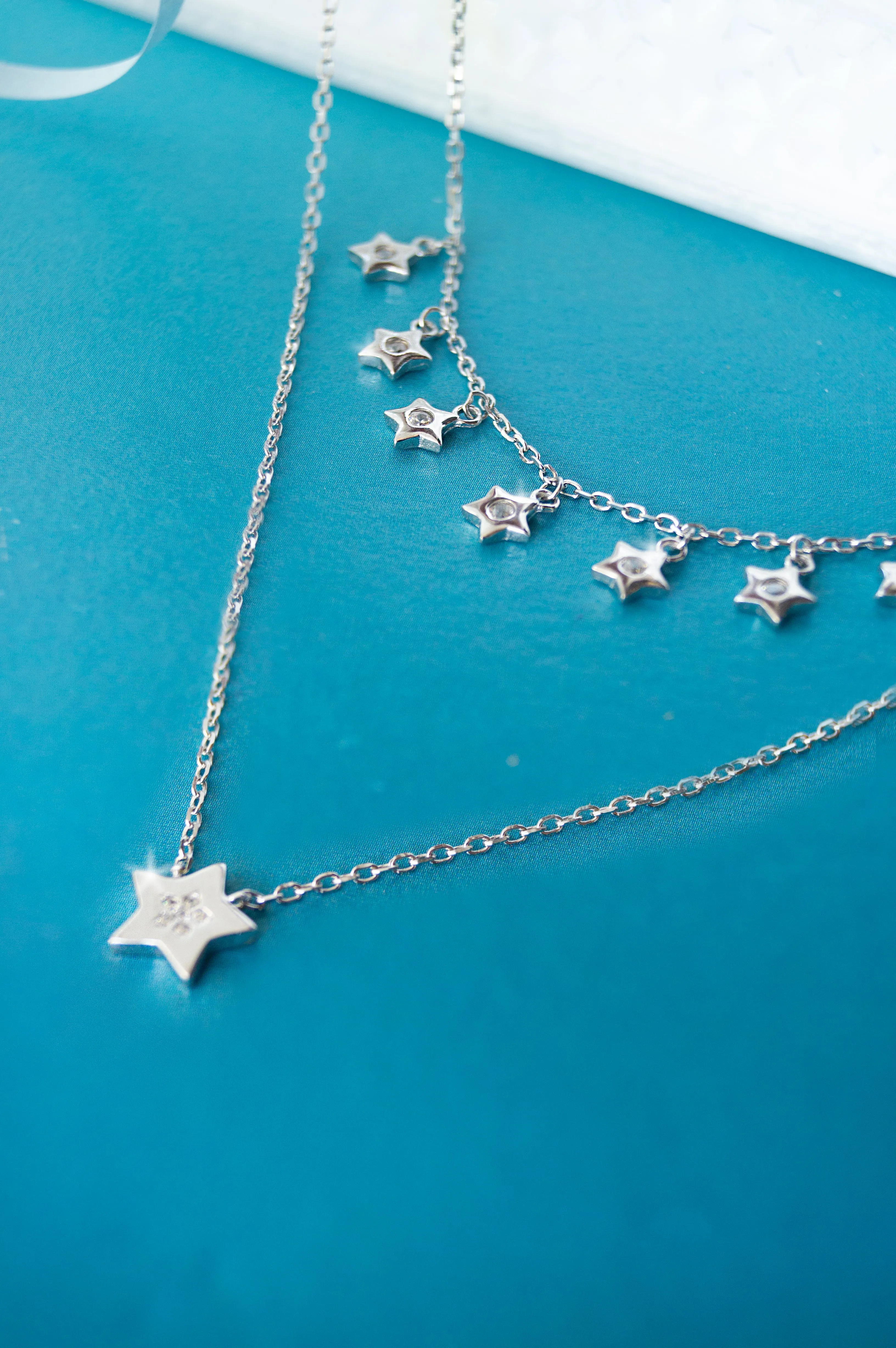 Multilayer Starry Charm Delicate Sterling Silver Necklace