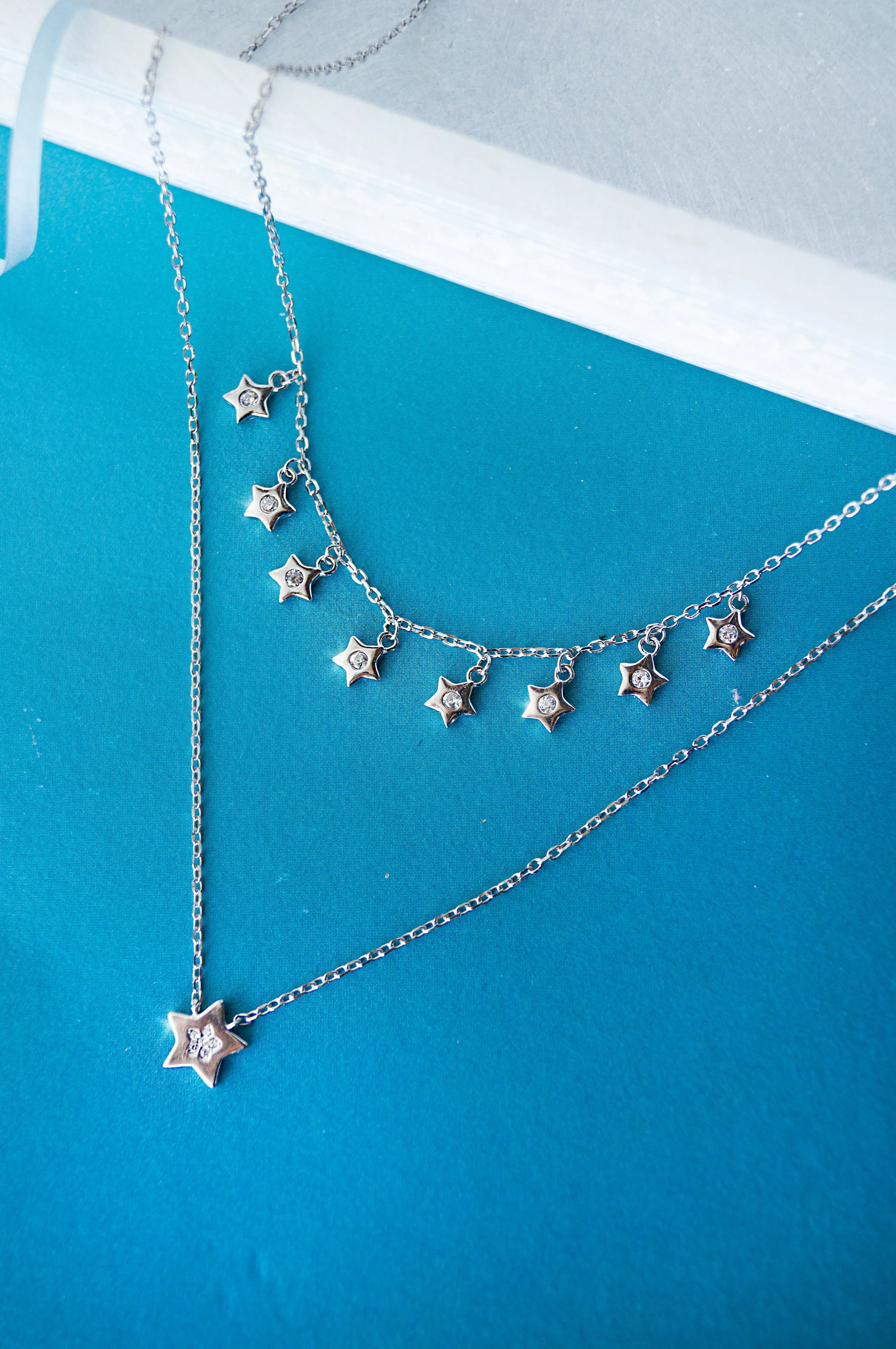 Multilayer Starry Charm Delicate Sterling Silver Necklace