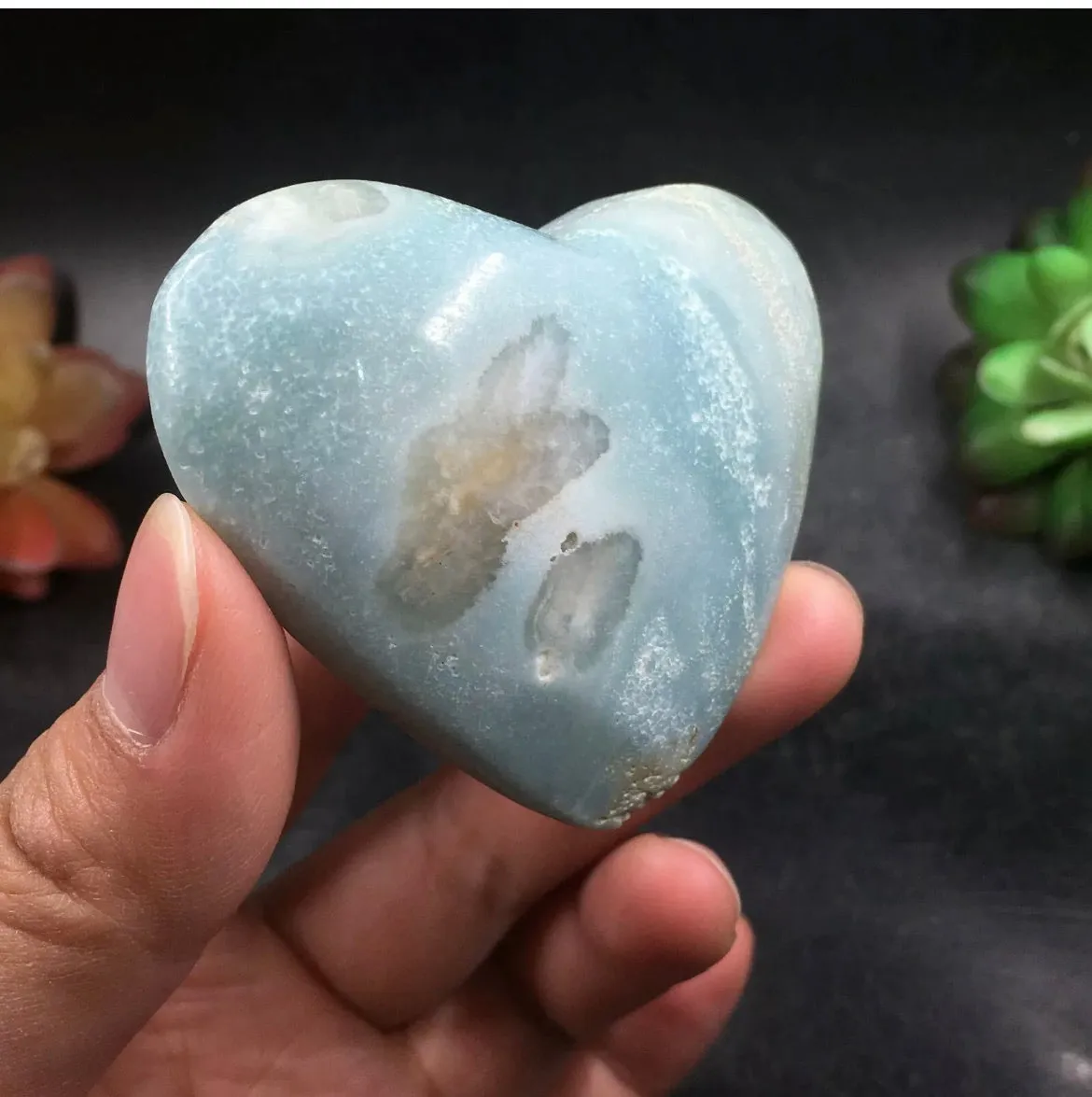 Natural Amazonite gemstone carved heart