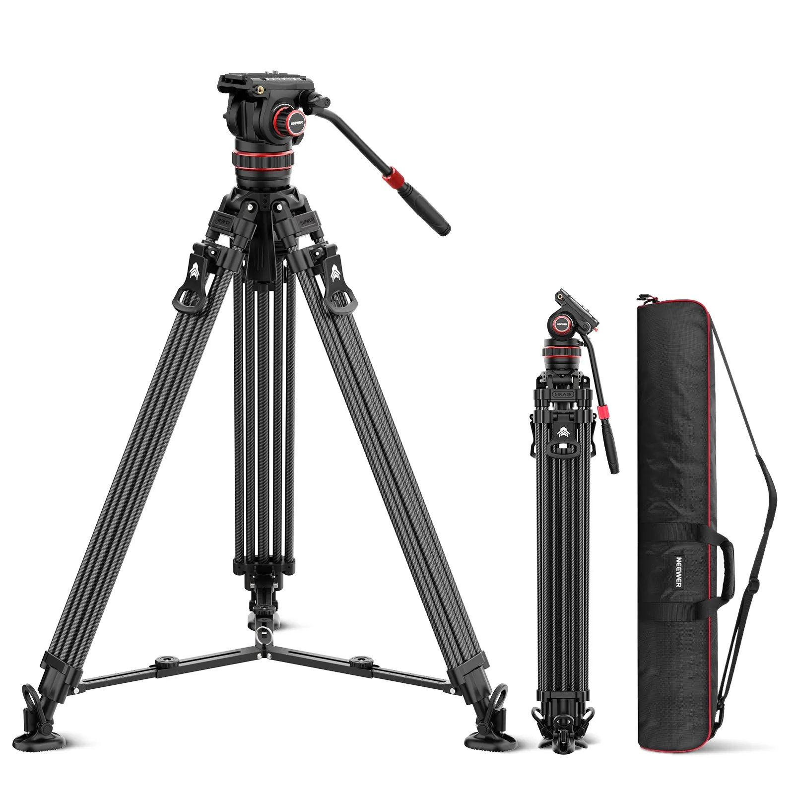 NEEWER LL36 78" Carbon Fiber Video Tripod with Fluid Head