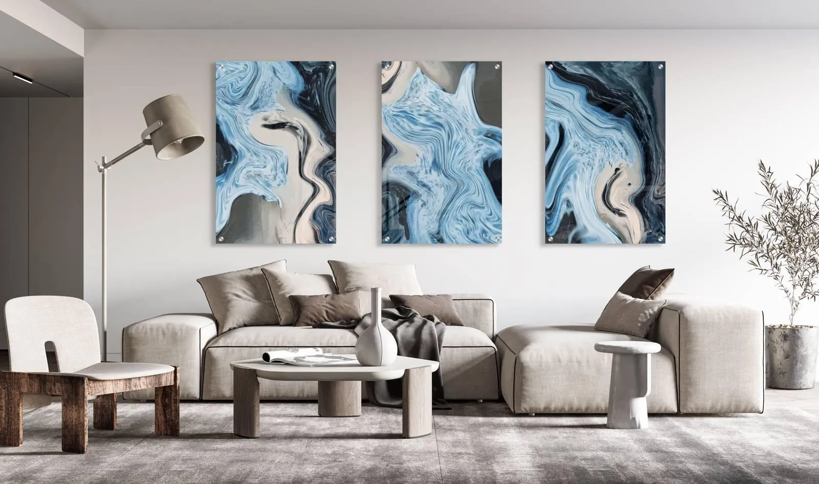 Ocean Colors Set of 3 Prints Modern Wall Art Modern Artwork