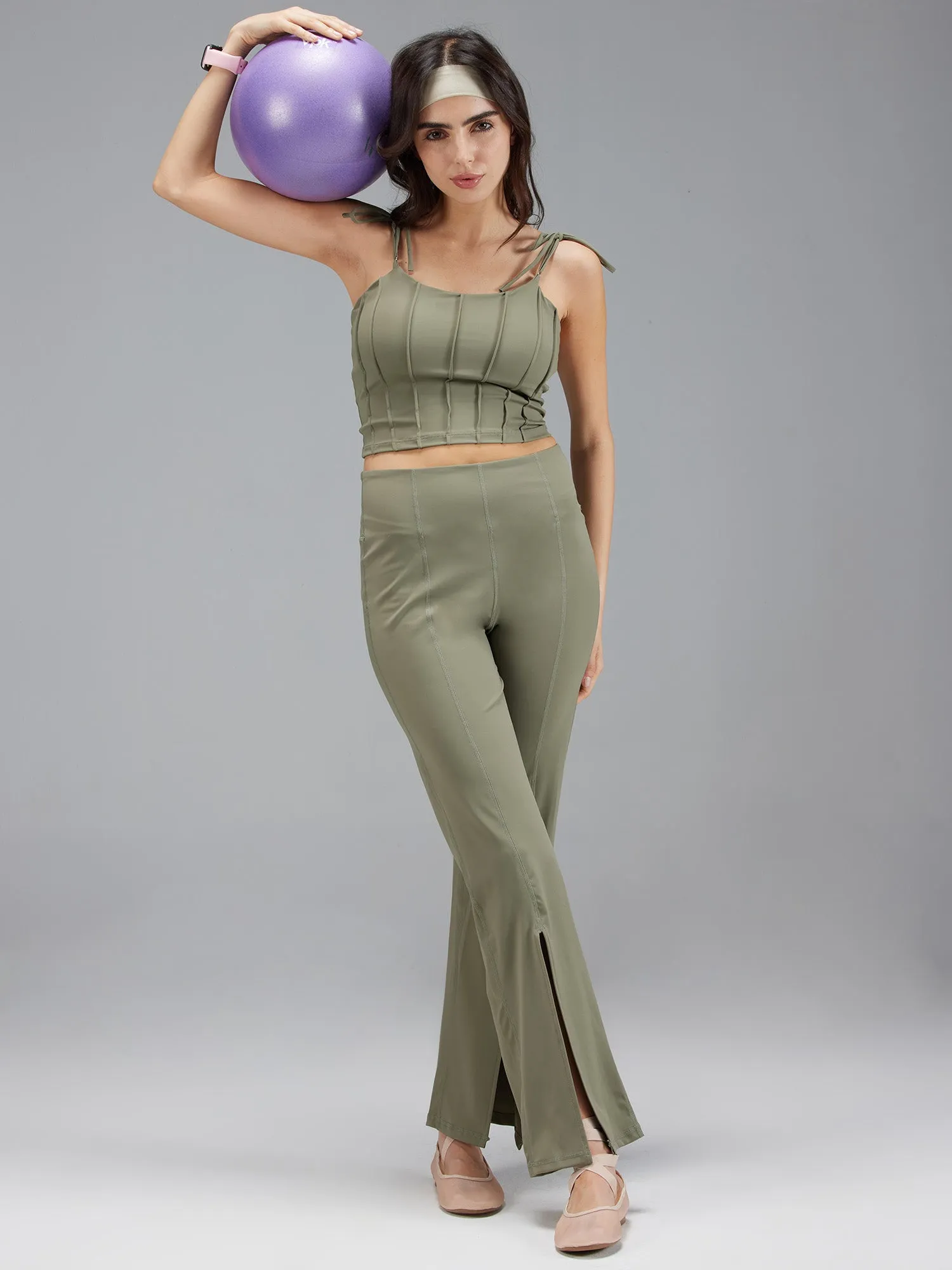 Olive Retro Flare Pants