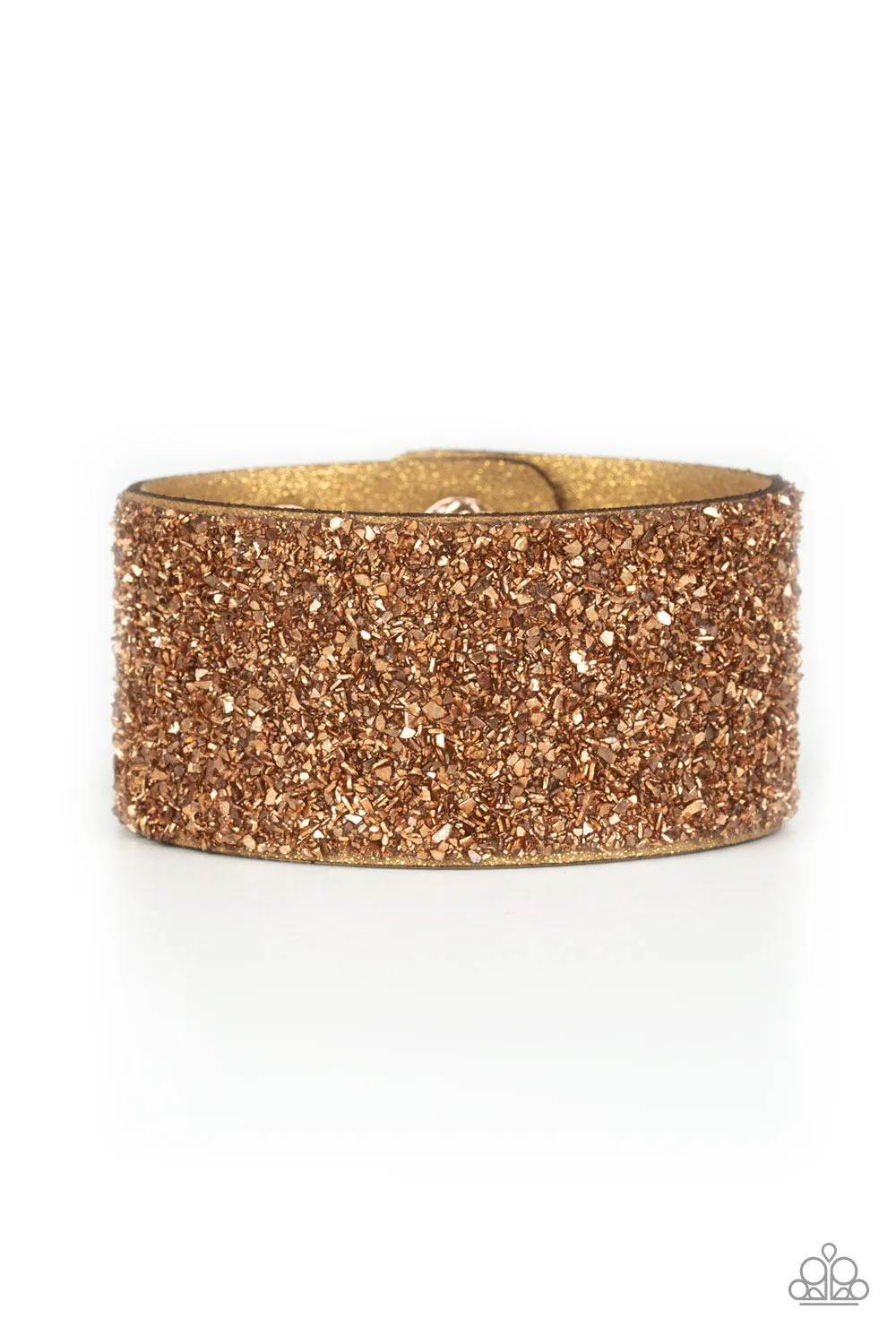 Paparazzi Bracelet ~ The Halftime Show - Gold Suede Urban Bracelet