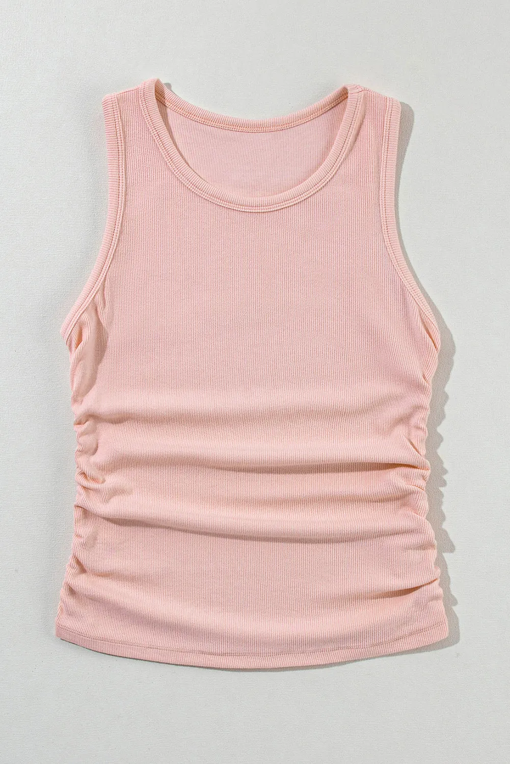 Plain Ruched Side Slim Tank Top