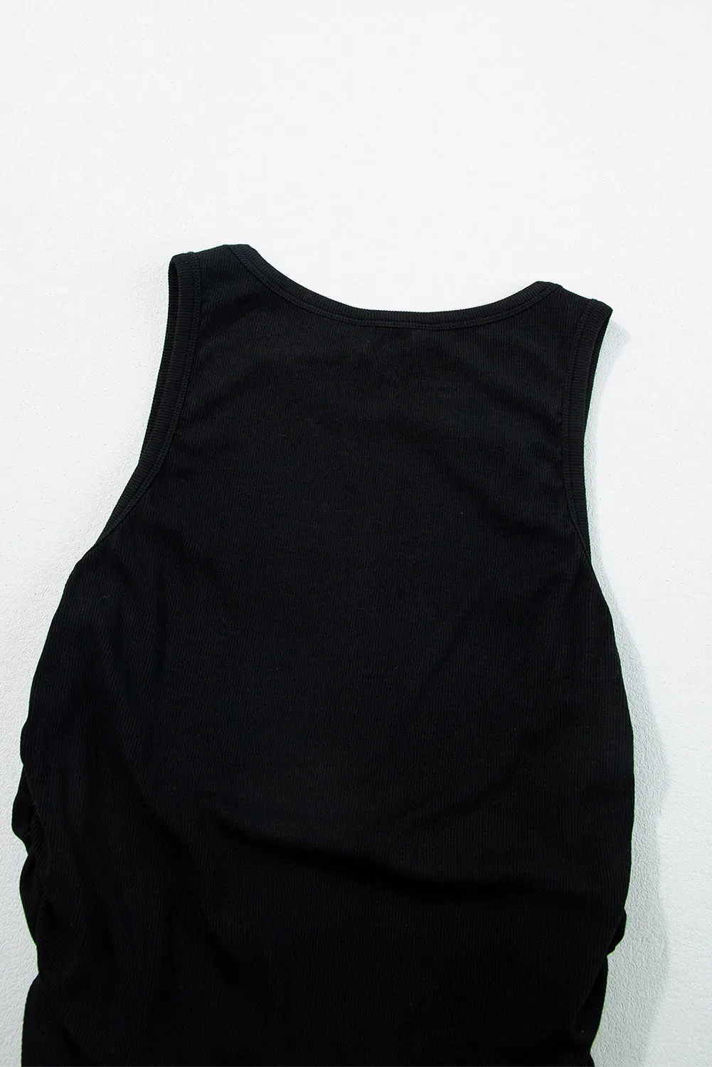 Plain Ruched Side Slim Tank Top