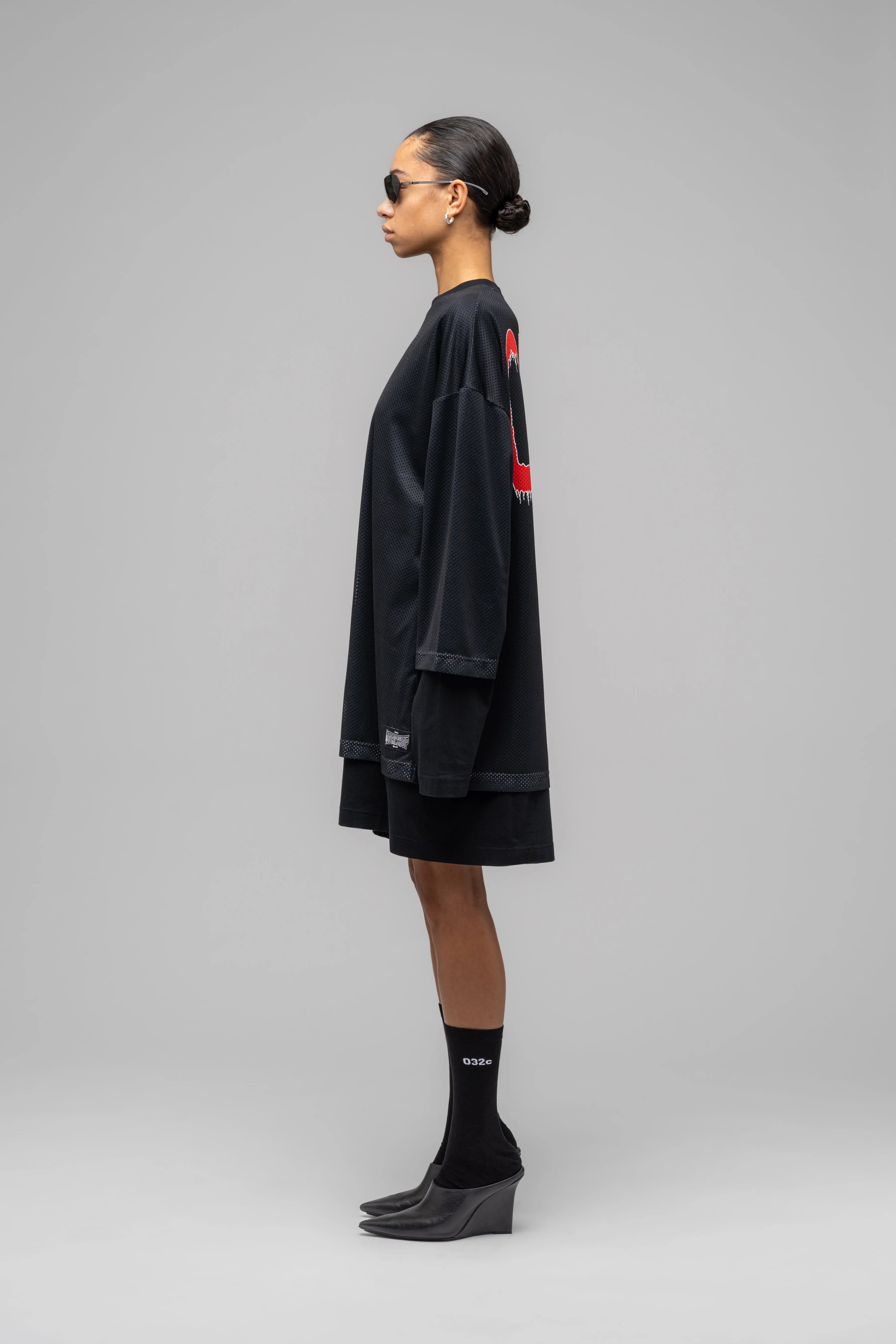 "GAME" LAYERED MESH SHIRT DRESS