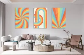 Rainbow Colors Pattern Set of 3 Prints Modern Wall Art Modern Artwork