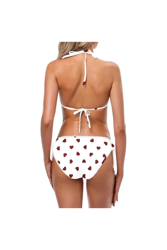 Retro Heart Print Bikini Swimsuit