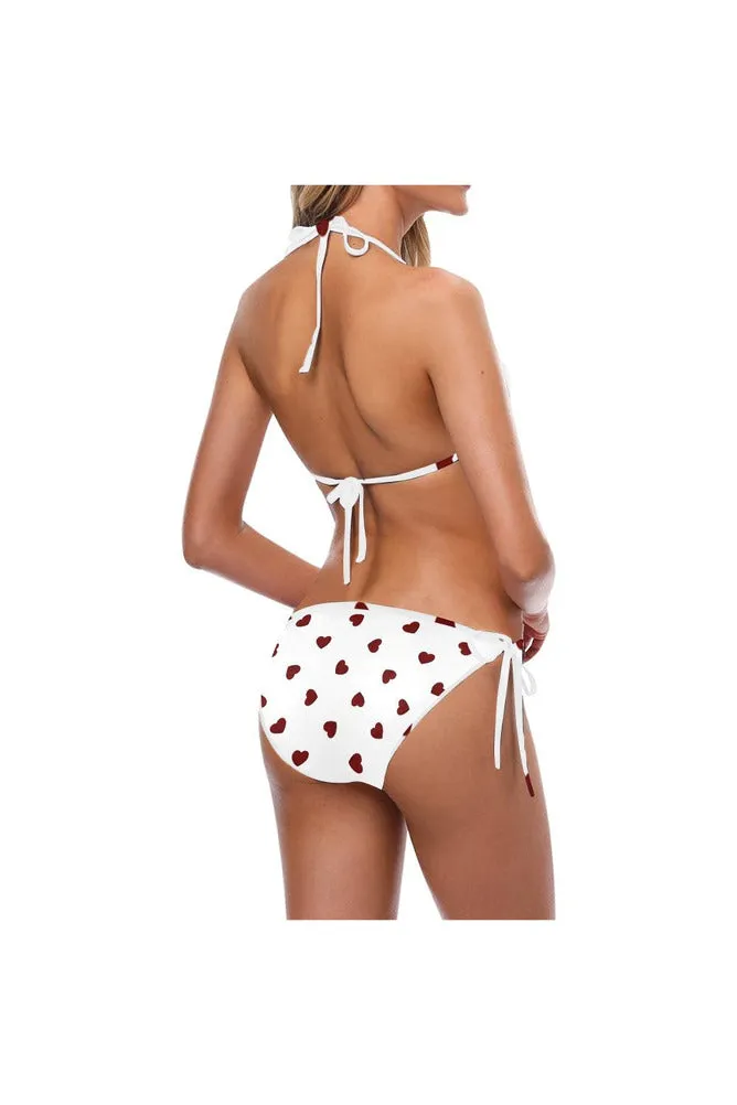 Retro Heart Print Bikini Swimsuit