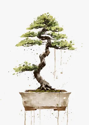 Rustic Bonsai Tree Wall Art Print