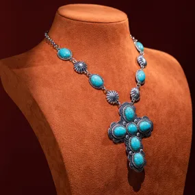 Rustic Couture  Turquoise Concho Statement Necklace