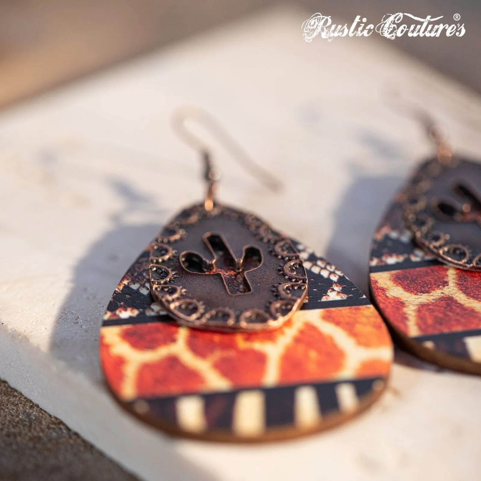 Rustic Couture's Metal Tear Drop Cactus Cut Out Dangling Earring