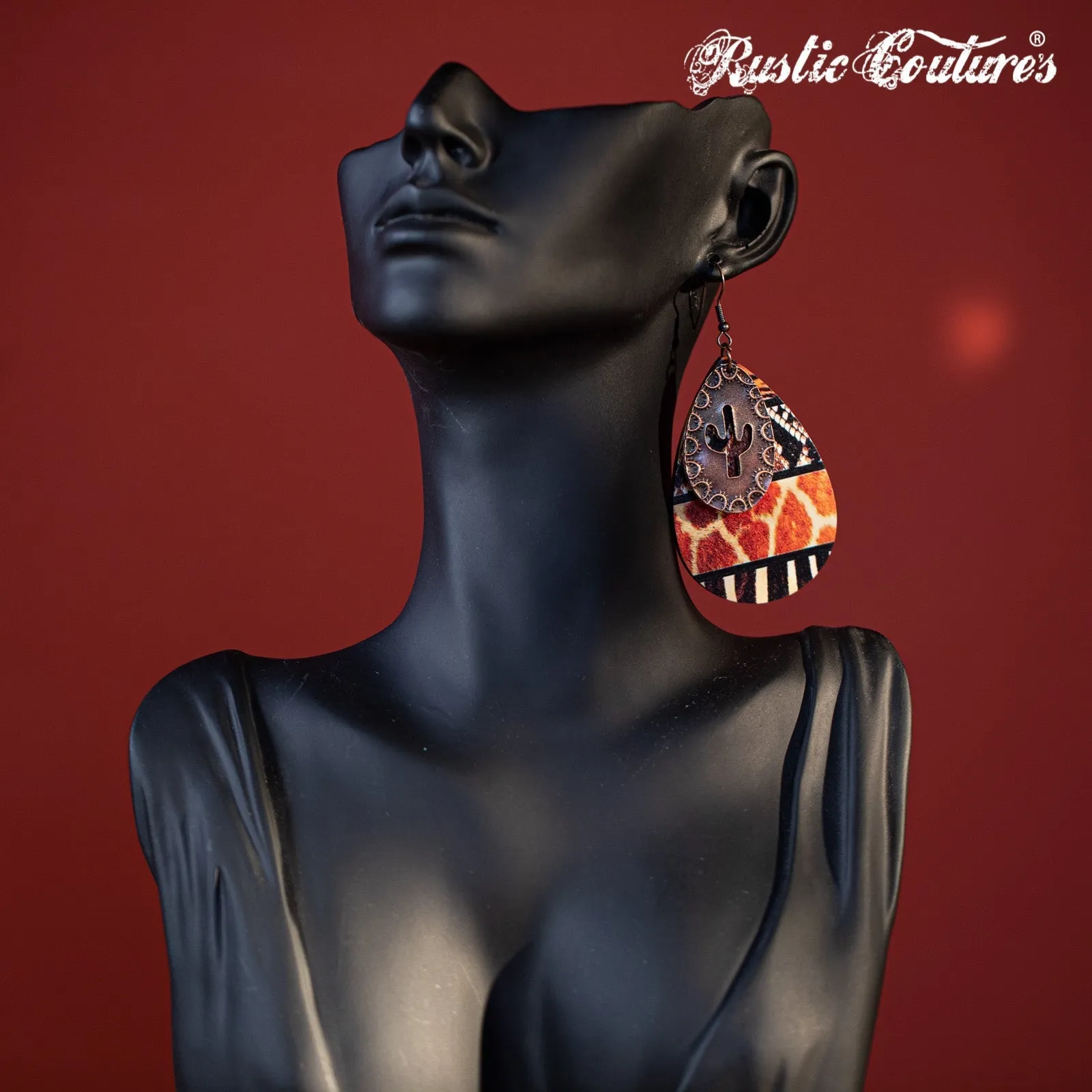 Rustic Couture's Metal Tear Drop Cactus Cut Out Dangling Earring