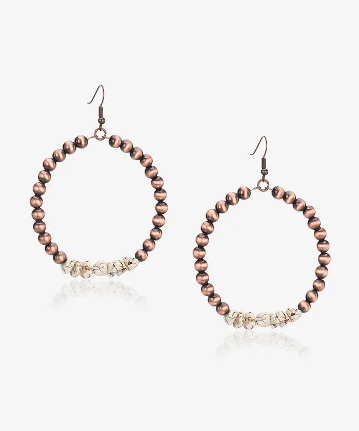 Rustic Couture's Nature Stone Beaded Hoop Earrings