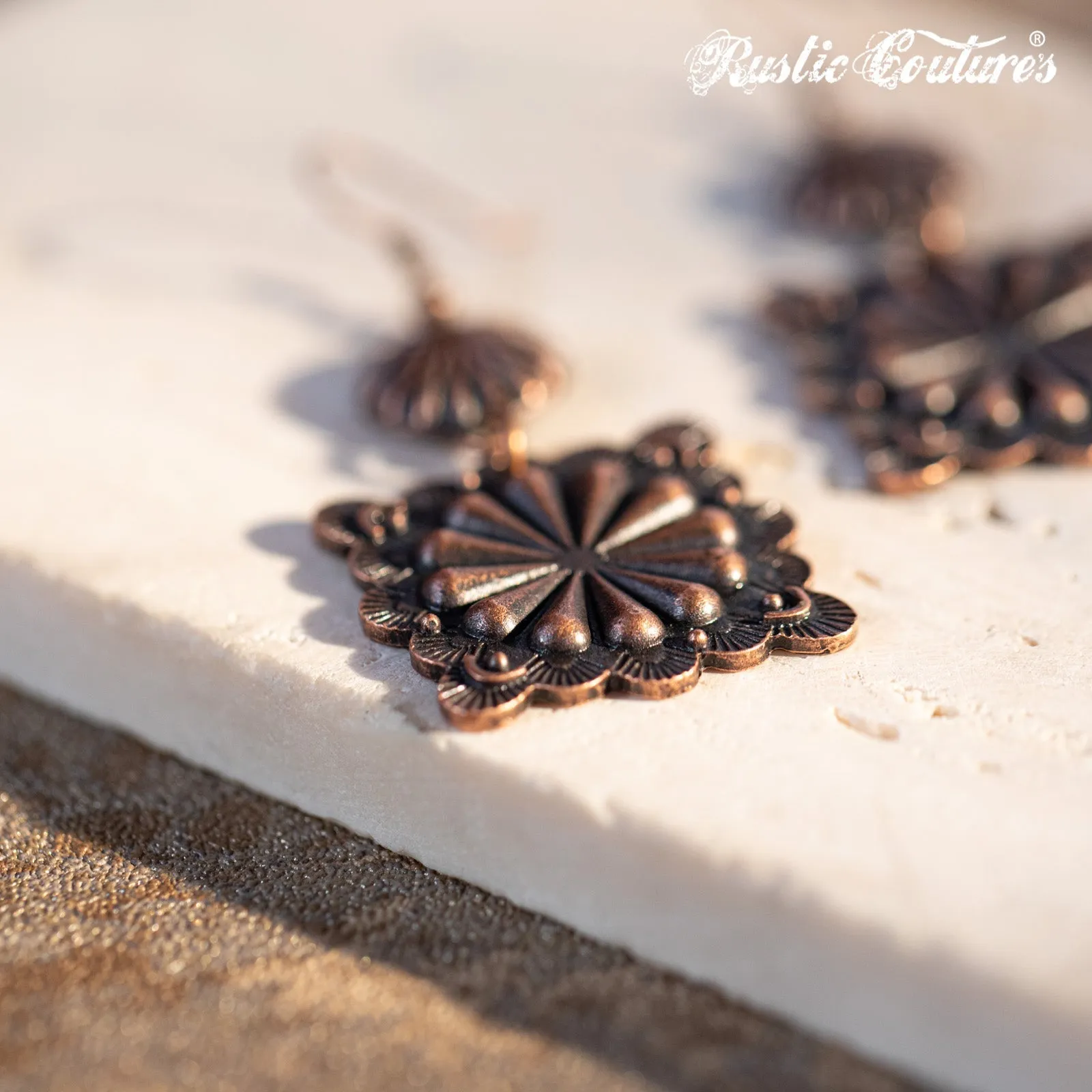 Rustic Couture's Navajo Square Concho Dangling Earring