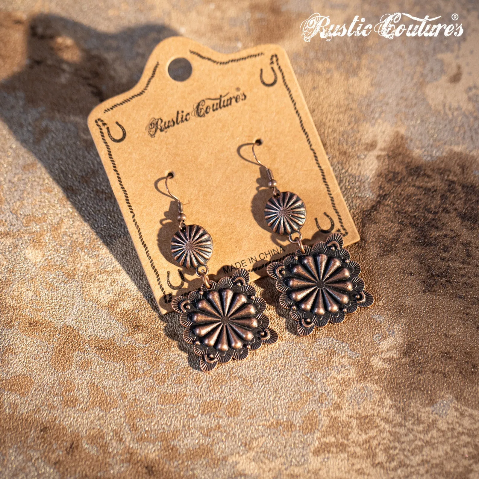 Rustic Couture's Navajo Square Concho Dangling Earring