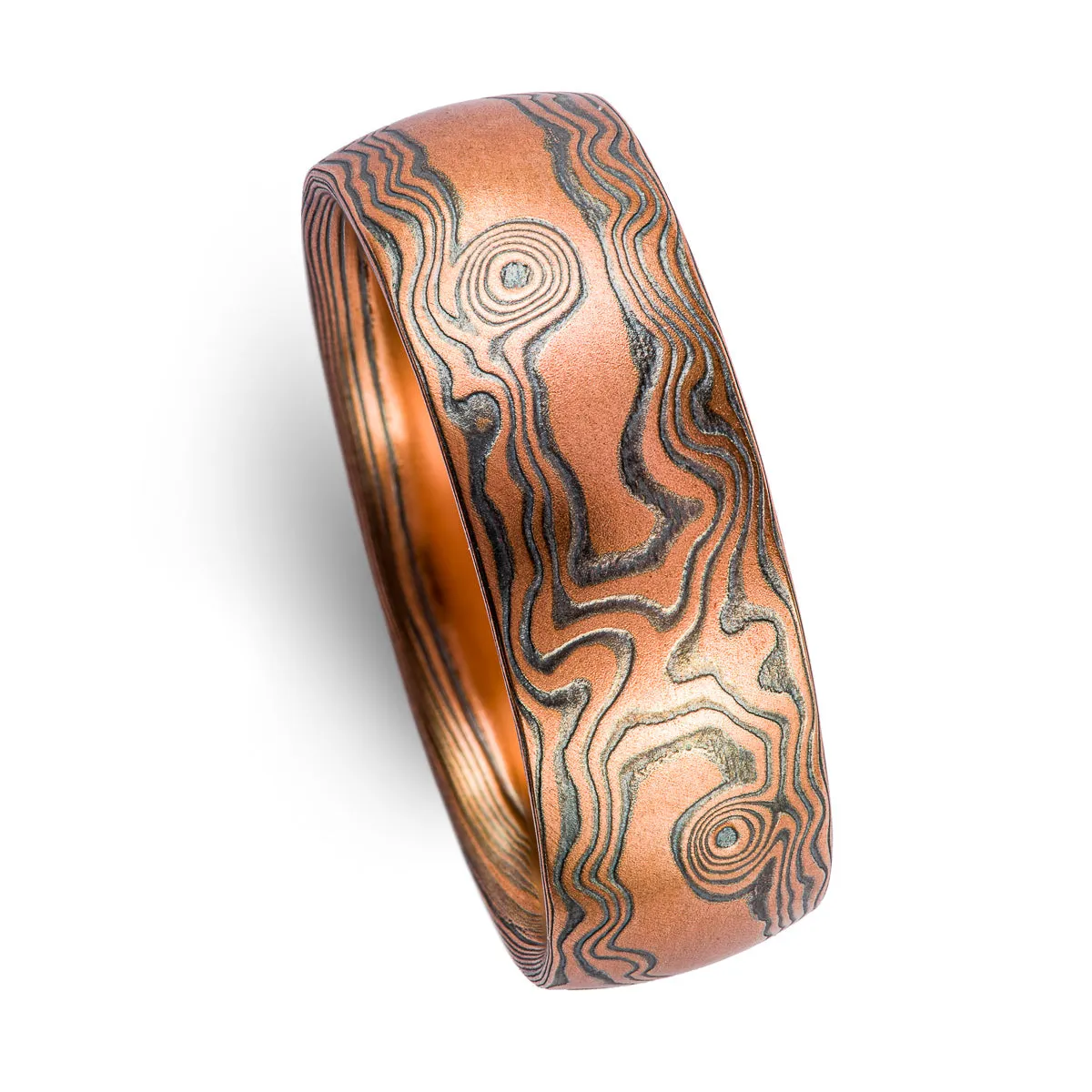 Rustic Flame Palette Ring in Woodgrain Pattern