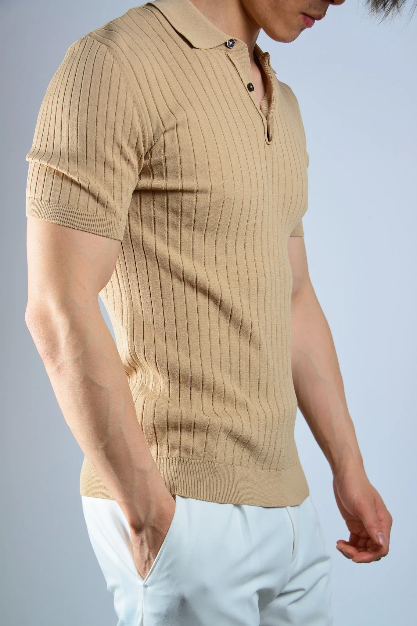 S/S Textured Ribbed Modern Polo