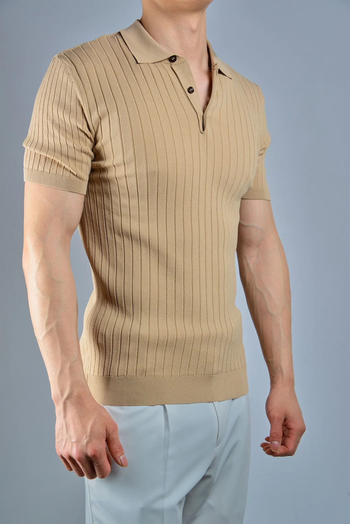 S/S Textured Ribbed Modern Polo