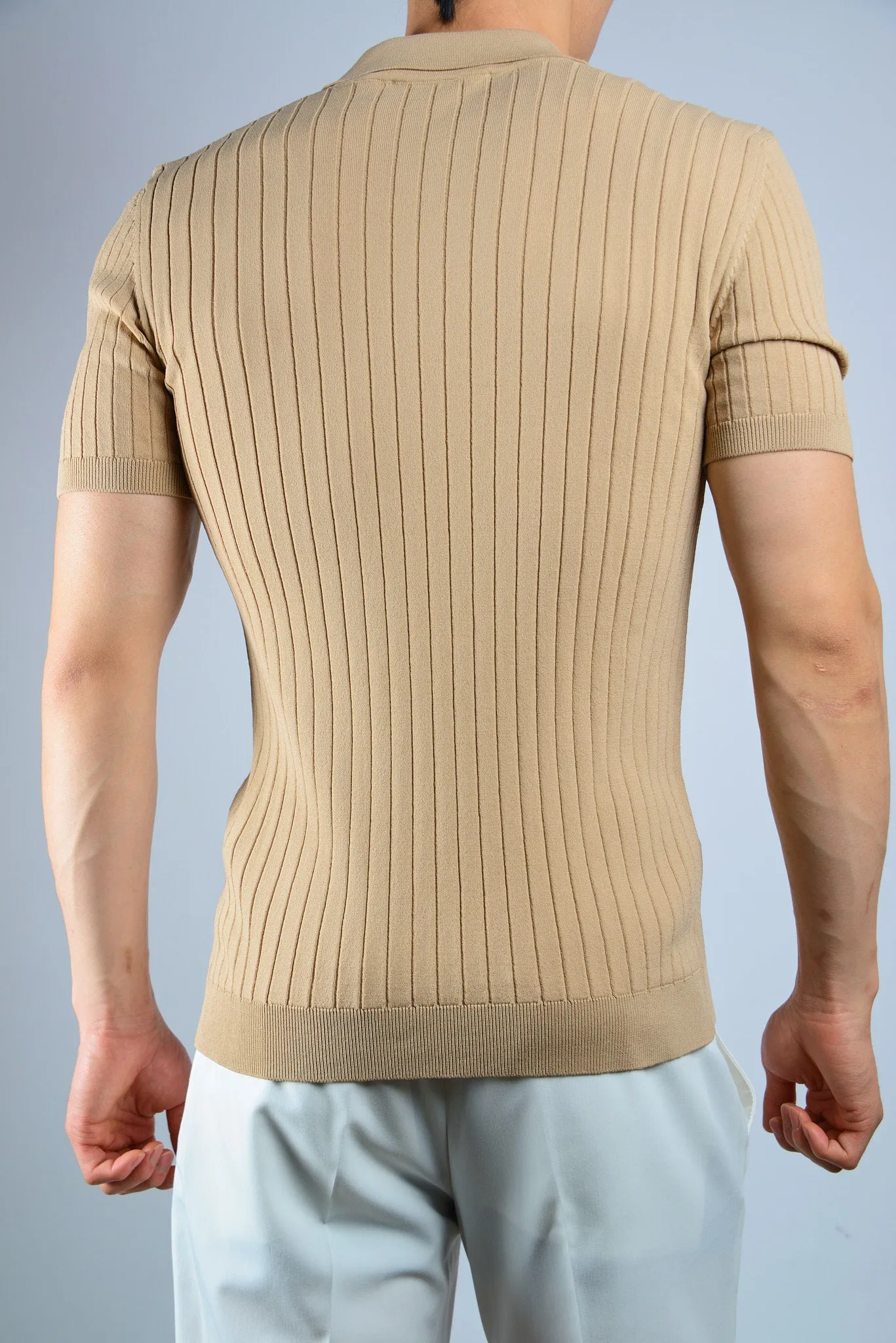 S/S Textured Ribbed Modern Polo