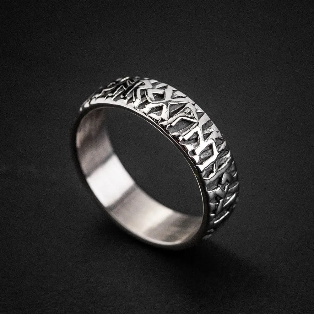 Stainless Steel Slim Rune Ring