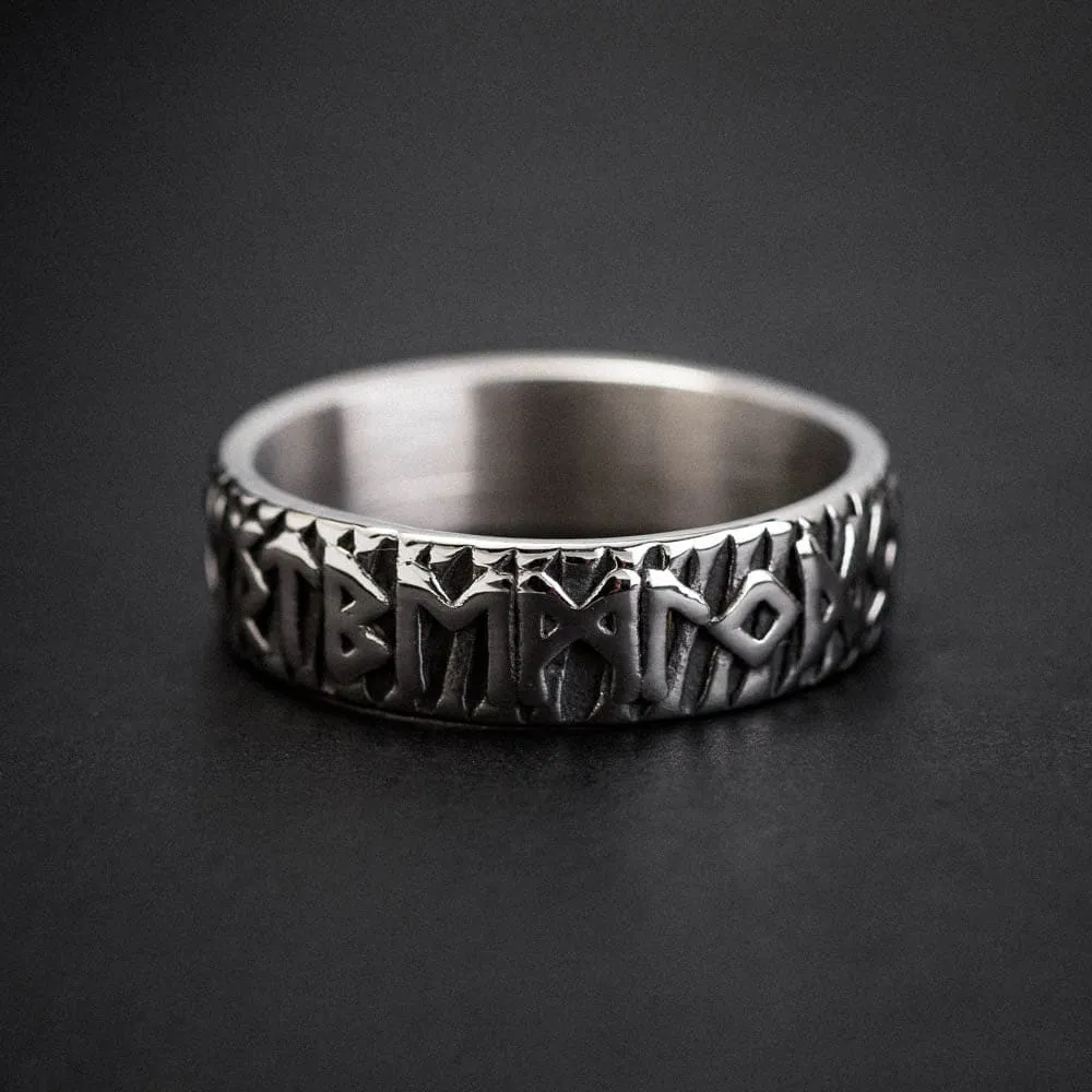 Stainless Steel Slim Rune Ring