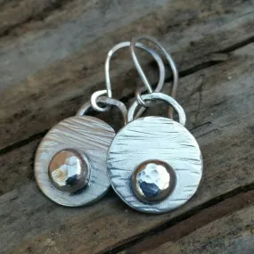 Sterling Silver Earrings - Rustic Hammered Artisan Dangles