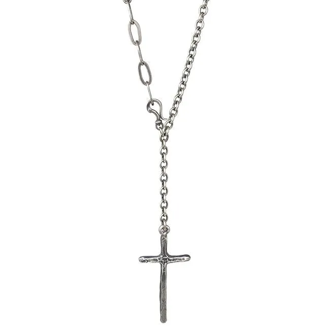 Sterling Silver Rustic Modernist Rosary Necklace