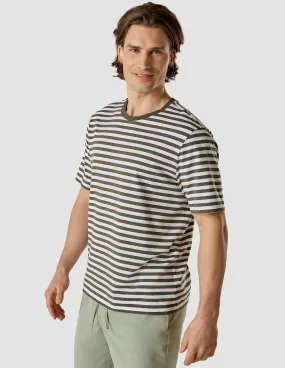 Striped Supima T-Shirt Box Fit Urban Green