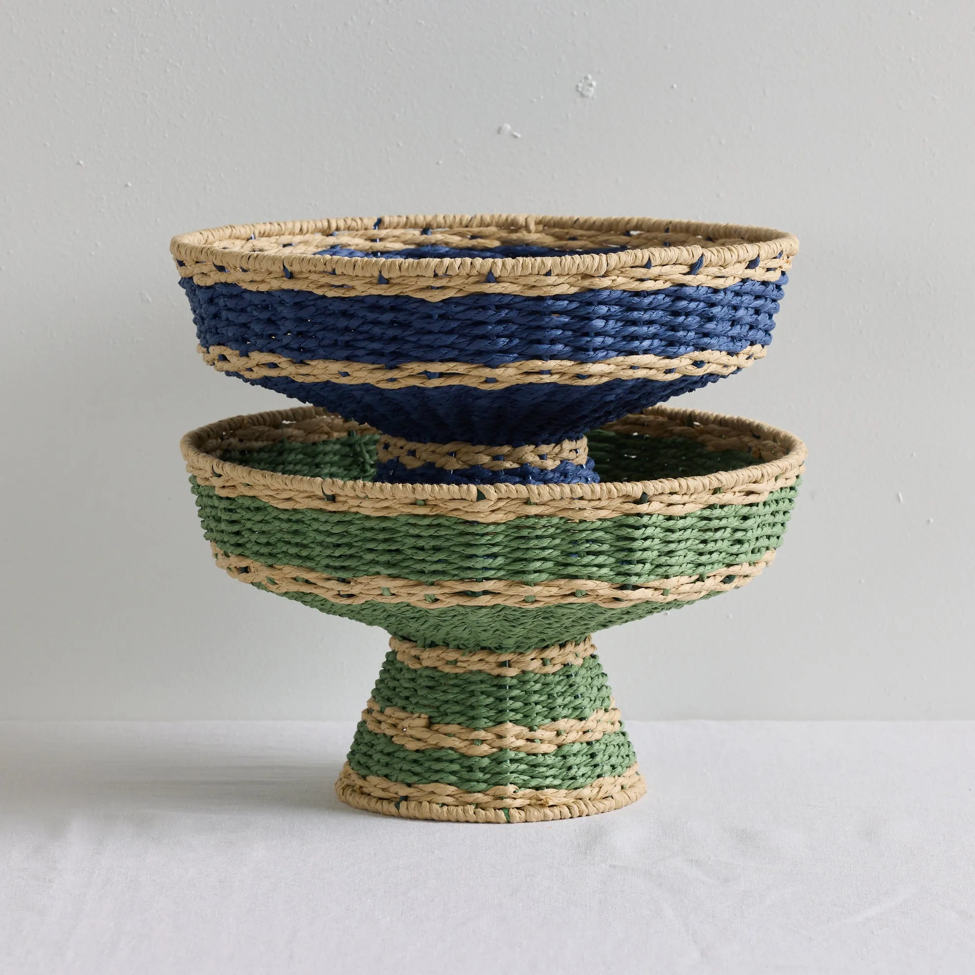 Stripey Fruit Basket - Blue/Natural