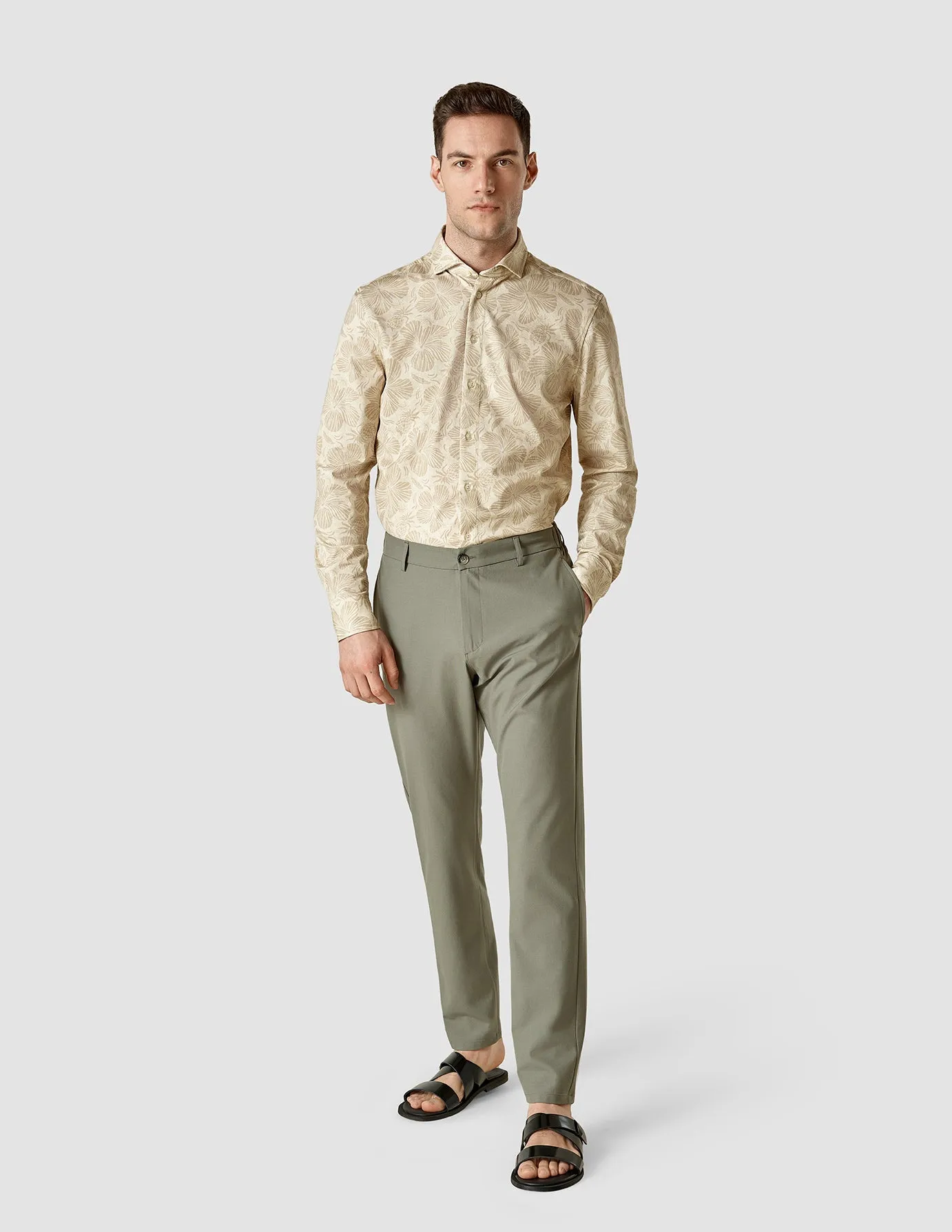 Tech Linen Elastic Pants Urban Green