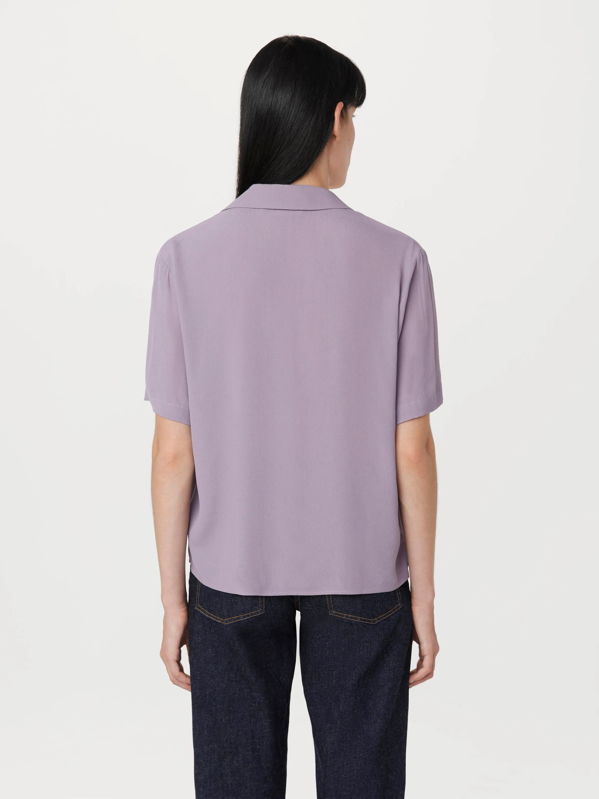 The Fluid Camp Collar Blouse in Slate Violet