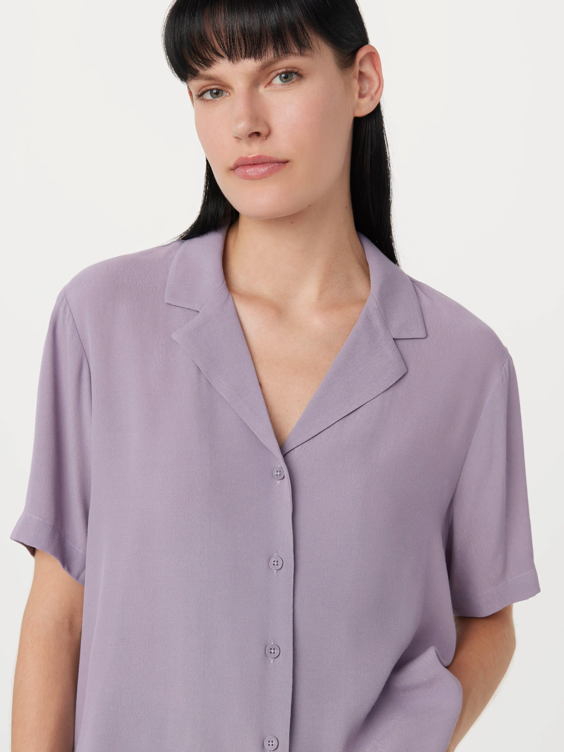 The Fluid Camp Collar Blouse in Slate Violet