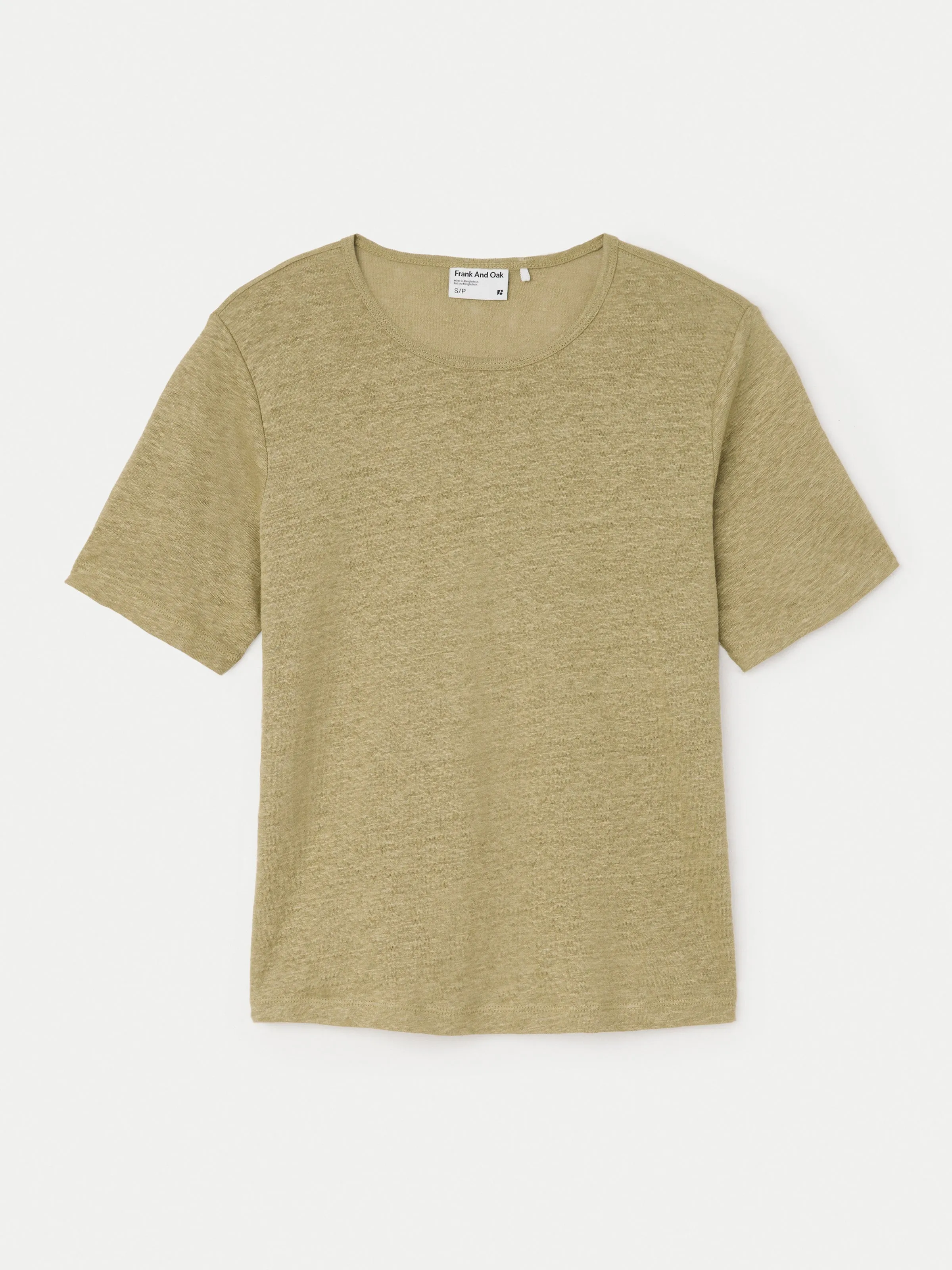 The Fluid Linen T-Shirt in Green Beige