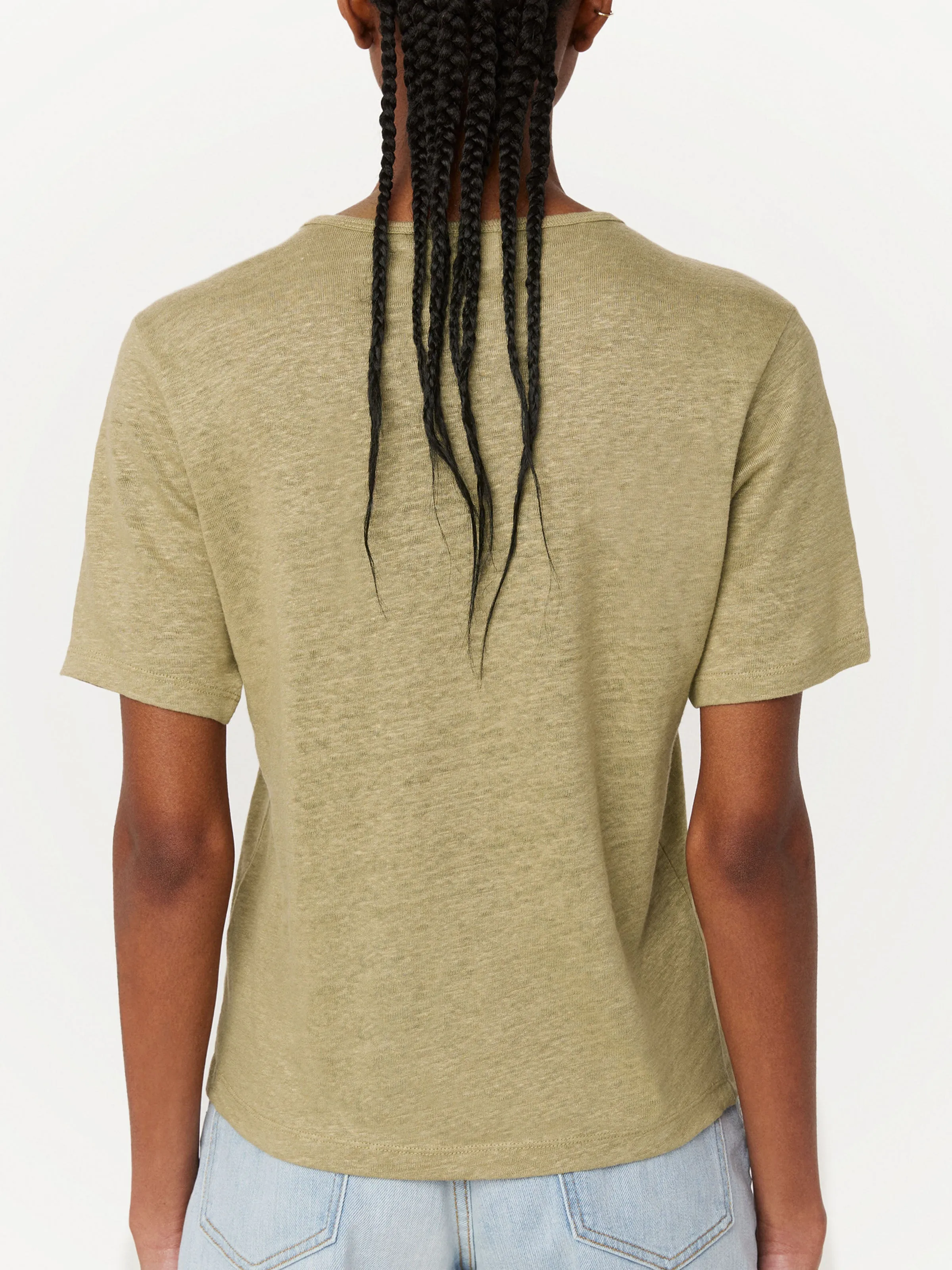 The Fluid Linen T-Shirt in Green Beige