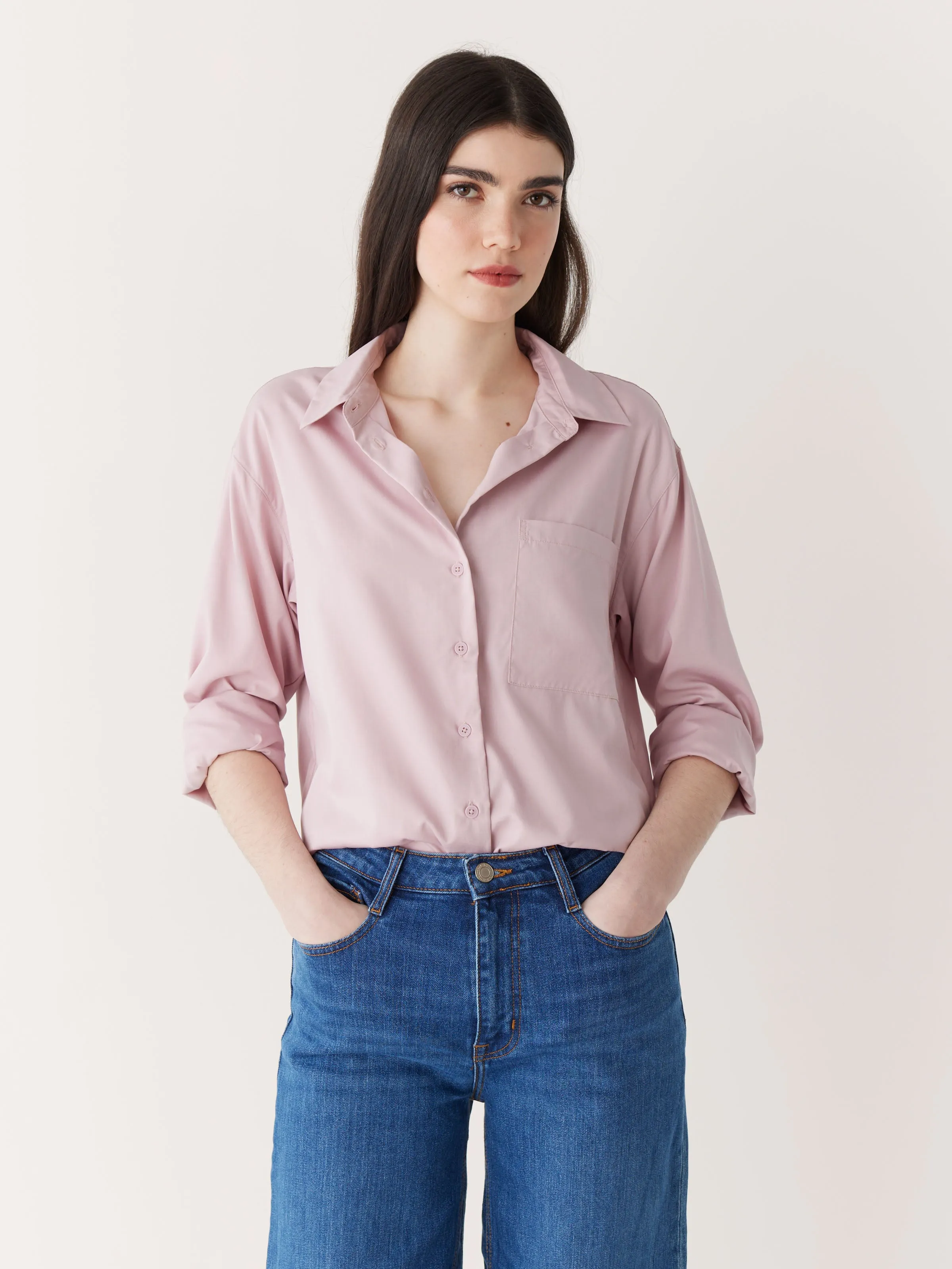 The Fluid Long Sleeve Blouse in Soft Orchid