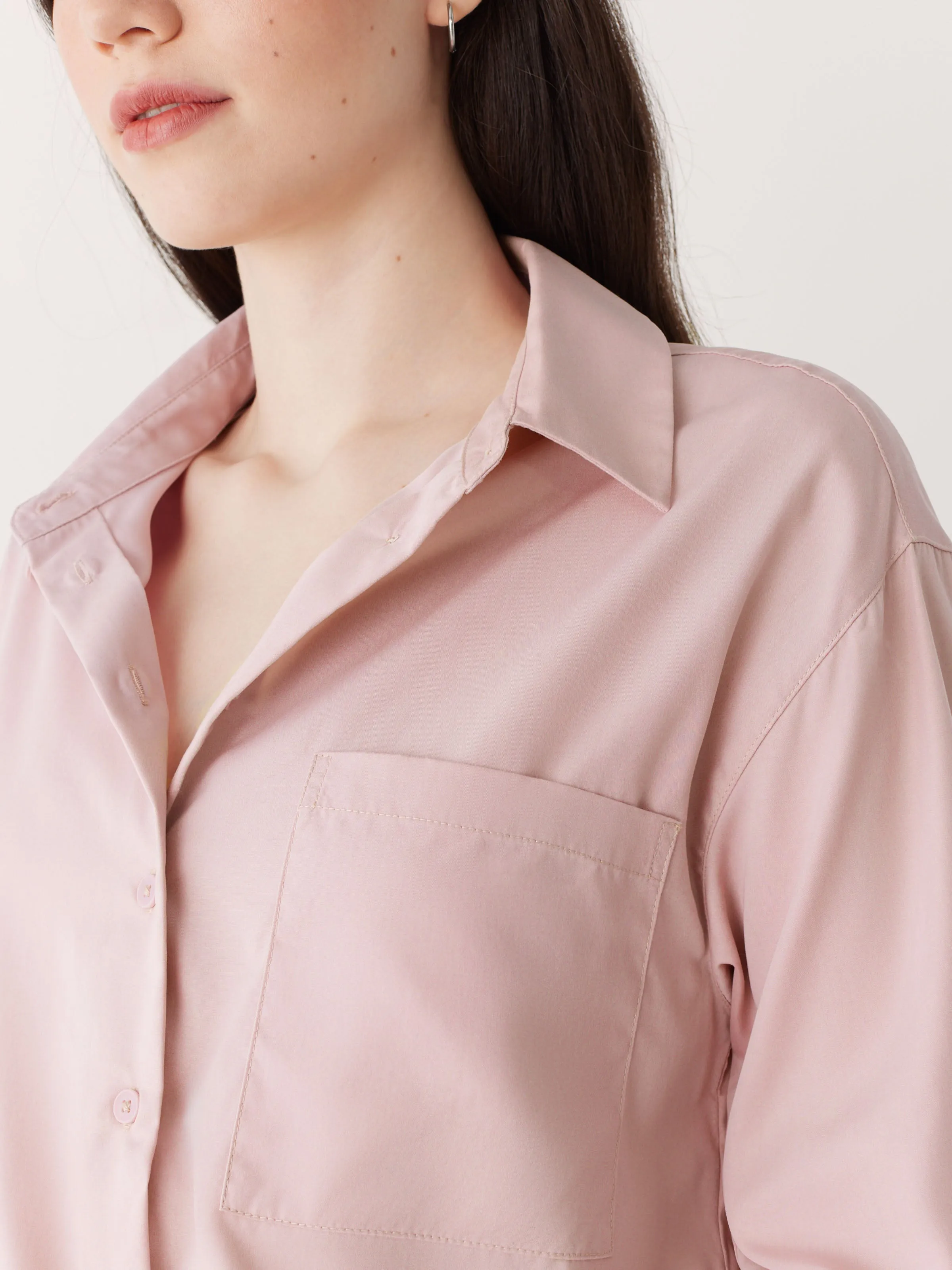 The Fluid Long Sleeve Blouse in Soft Orchid