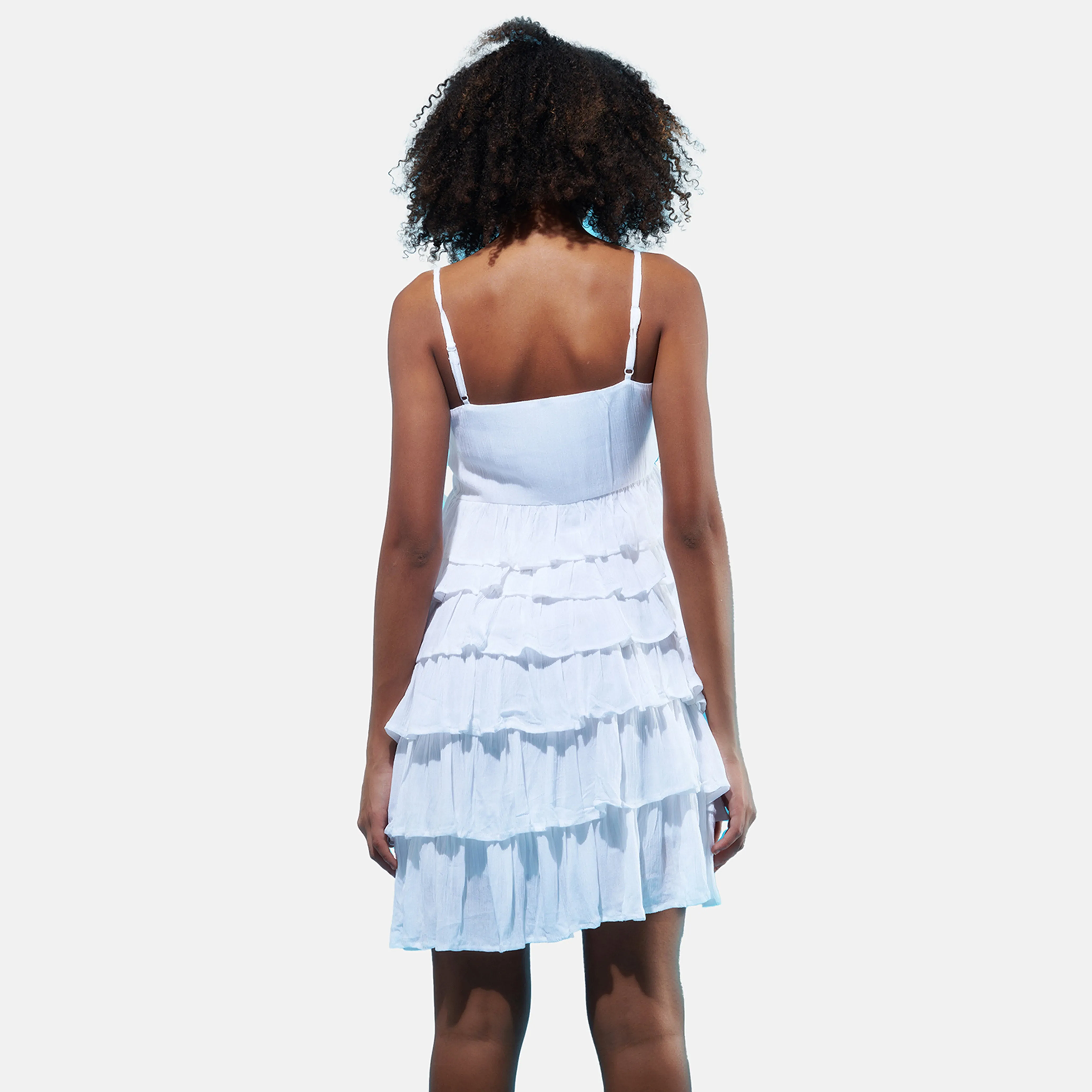 Layered White Ruffle Summer Dress